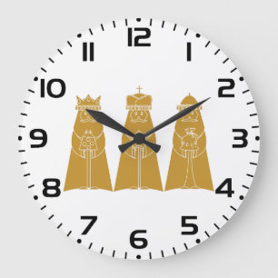 Three Wise Men Modern Nativity Kings Large Clock