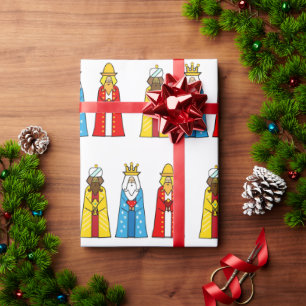 Three Wise Men on White Wrapping Paper