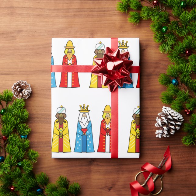 Three Wise Men on White Wrapping Paper (Holiday Gift)