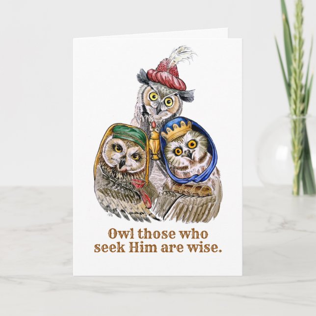 Three Wise Men - Owls (editable) Card (Front)