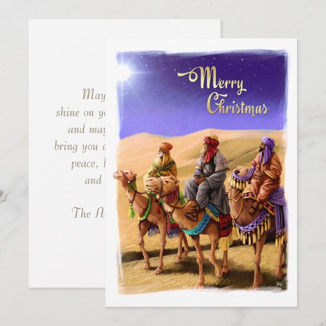 Three Wise Men Painting Flat Christmas Cards (Front/Back)