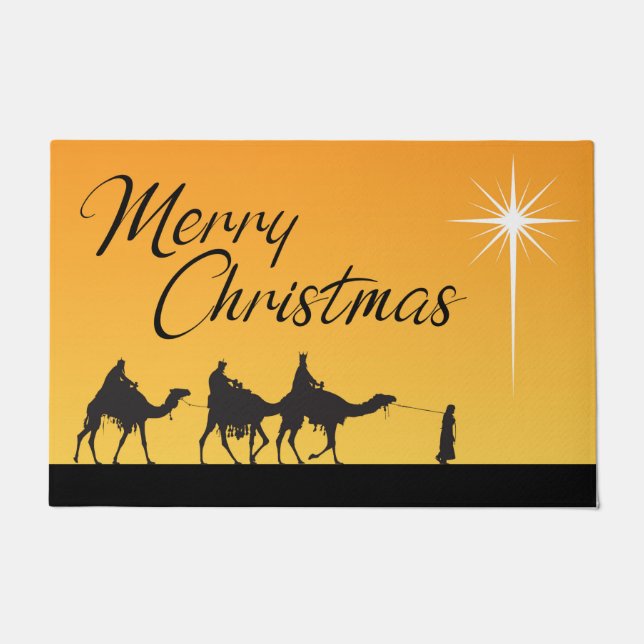 Three Wise Men Religious Merry Christmas Doormat (Front)