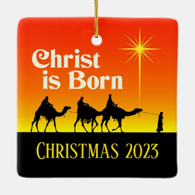 Three Wise Men Star of Bethlehem Christmas Ceramic Ornament (Back)