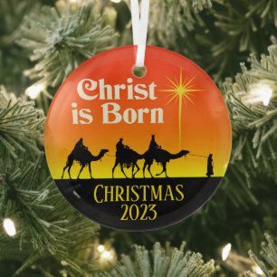 Three Wise Men Star of Bethlehem Christmas Glass Tree Decoration