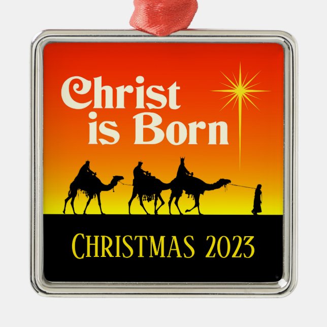 Three Wise Men Star of Bethlehem Christmas Metal Ornament (Front)
