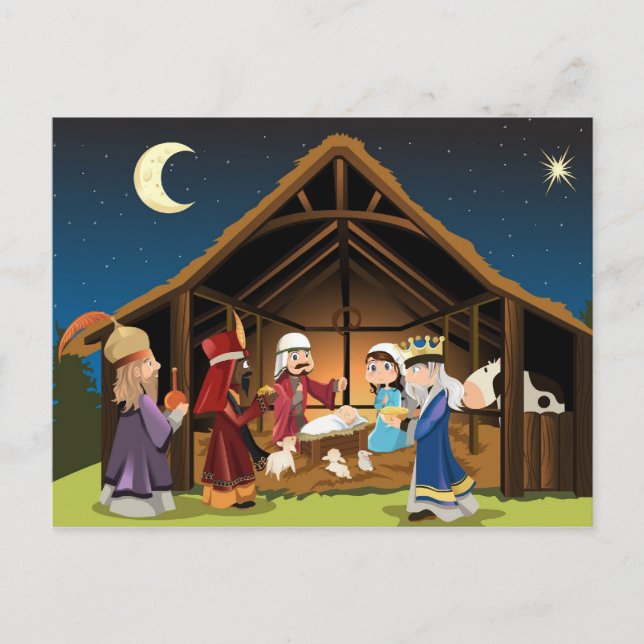 Three wise men visit Jesus Postcard (Front)