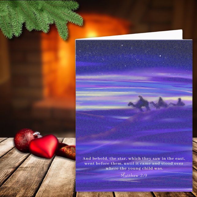 Three Wise Men Watercolor Christian Religious Holiday Card (Three wise men Christmas modern art with bible quote christian religious holiday greetings card)