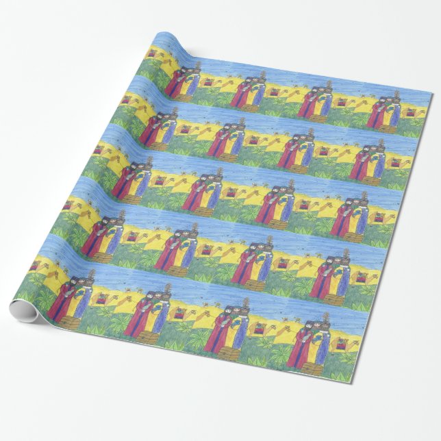 Three wise men wrapping paper (Unrolled)