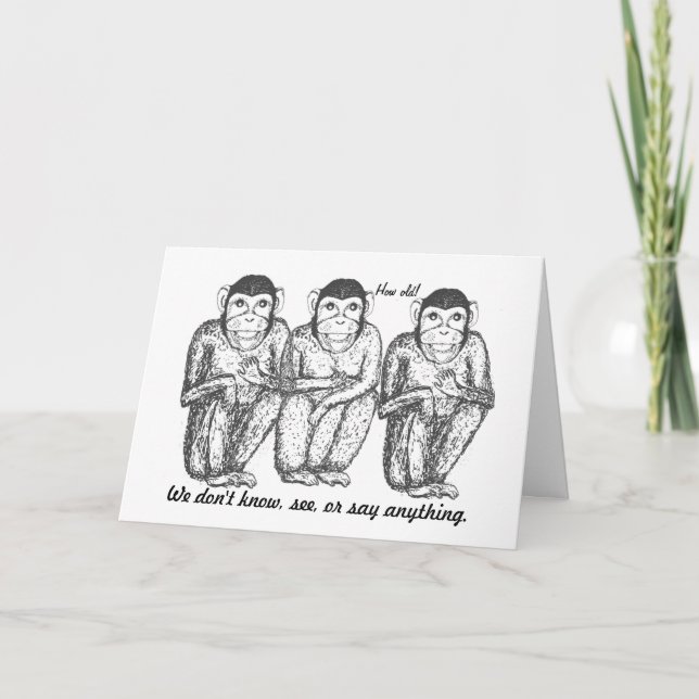 Three Wise, Modern, Monkeys Birthday cards (Front)