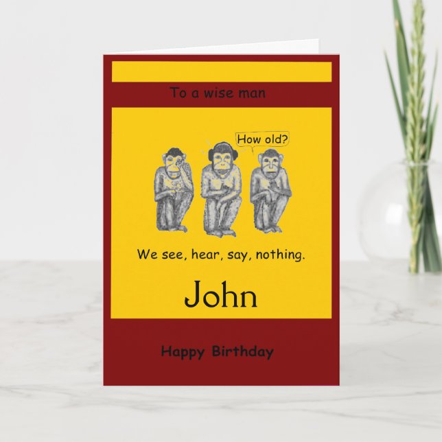 Three Wise, Modern, Monkeys Birthday cards (Front)