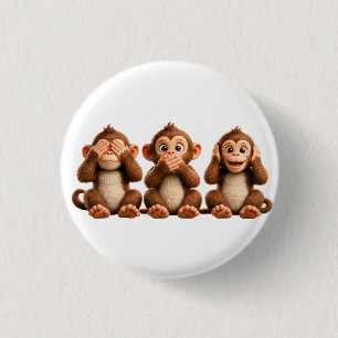 Three Wise Monkeys 3 Cm Round Badge
