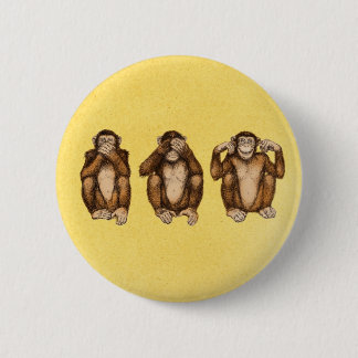 Three wise monkeys 6 cm round badge