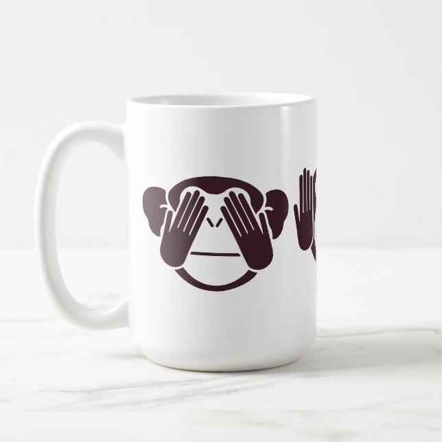 Three Wise Monkeys Design Coffee Mug (Left)