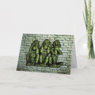 Three Wise Monkeys Graffiti Greeting Card