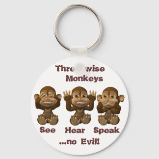 three wise monkeys key ring