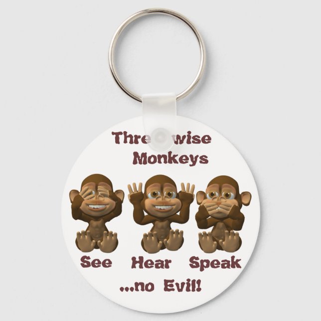 three wise monkeys key ring (Front)