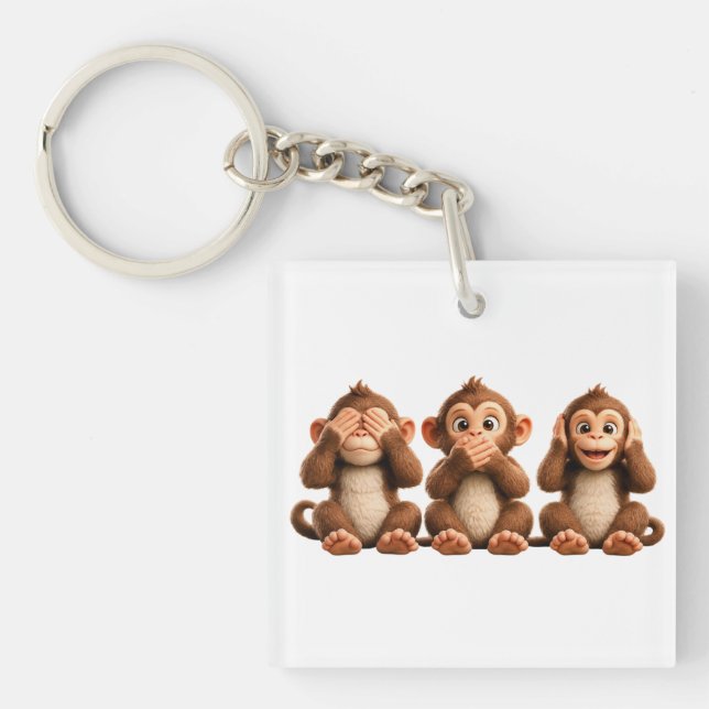 Three Wise Monkeys Key Ring (Front)