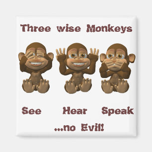 three wise monkeys magnet