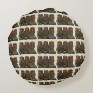 Three Wise Monkeys Round Cushion