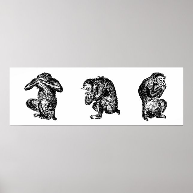 Three Wise Monkeys See, Hear, and Speak no Evil Poster (Front)