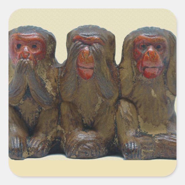 Three Wise Monkeys Square Sticker (Front)