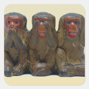 Three Wise Monkeys Square Sticker