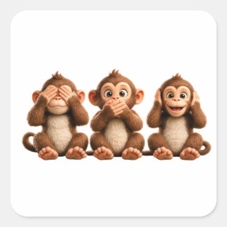 Three Wise Monkeys Square Sticker
