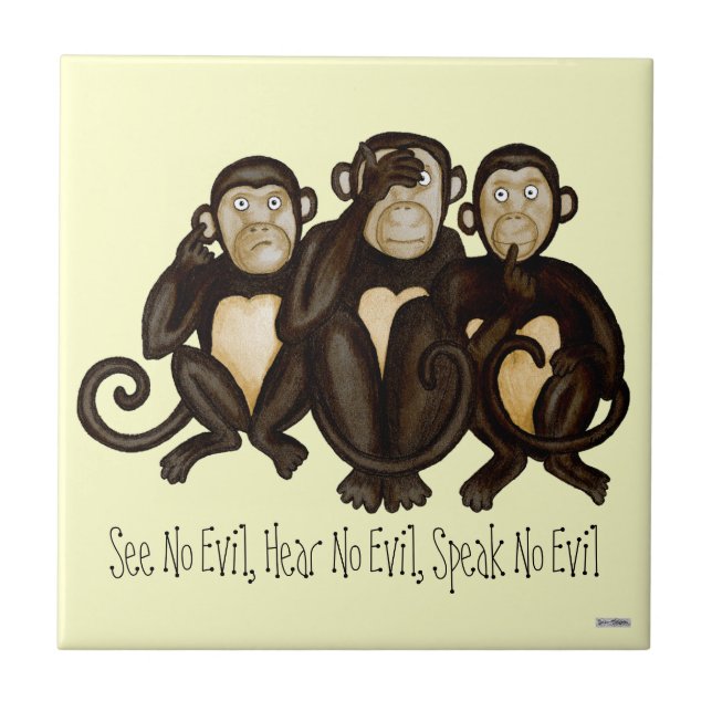 Three Wise Monkeys Tile (Front)