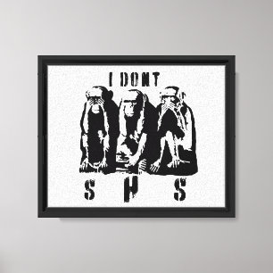 Three Wise Monkeys with a Sarcastic Twist Graffiti Canvas Print