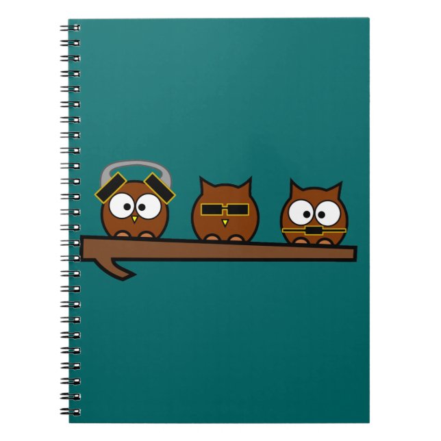 Three Wise Quirky Owls Notebook (Front)