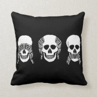 Three wise skulls, see, hear, speak no evil