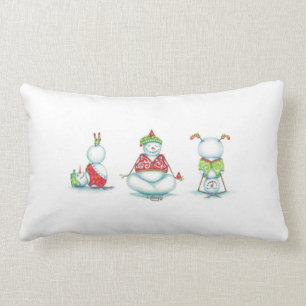 Three wise yoga snowmen Christmas pillow