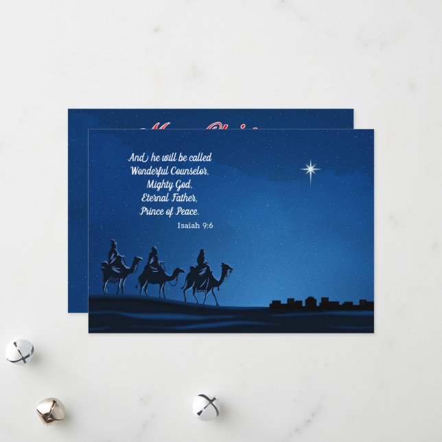 Three Wisemen approach Bethlehem - Personalise Holiday Card (Front/Back In Situ)