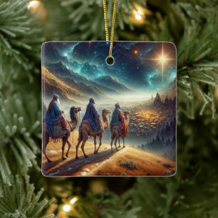 Three Wisemen Following a Star Ceramic Ornament