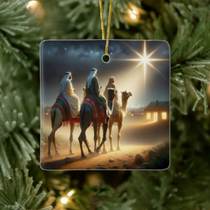 Three Wisemen Following a Star Ceramic Ornament