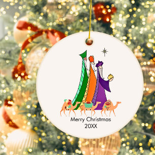Three Wisemen Star Merry Christmas  Ceramic Ornament
