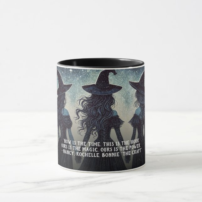 Three Witches at Night Starry Halloween  Mug (Center)