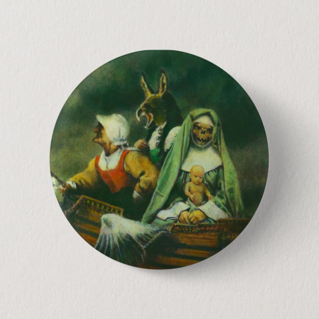 Three Witches Design 6 Cm Round Badge (Front)