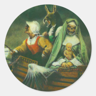 Three Witches Design Classic Round Sticker