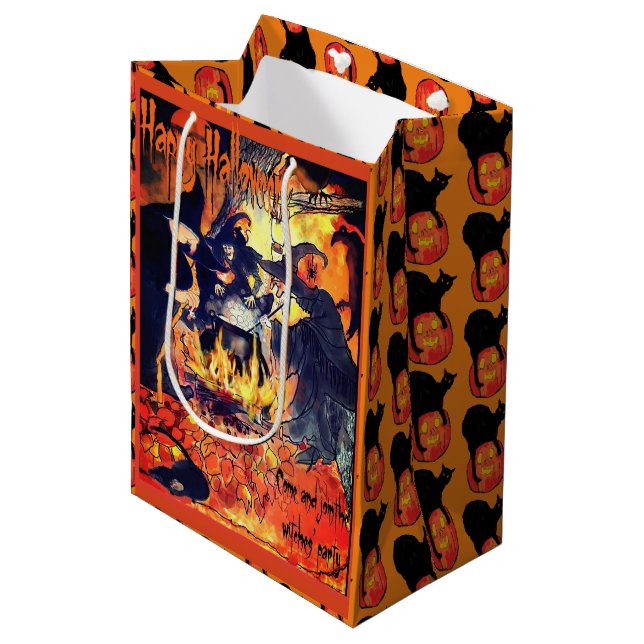 Three Witches Halloween Gift Bag  (Front Angled)