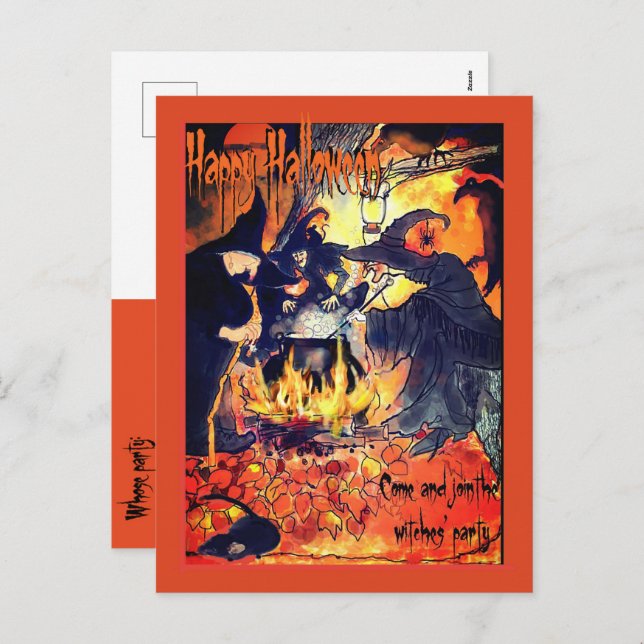 Three Witches Party Invitation Halloween (Front/Back)