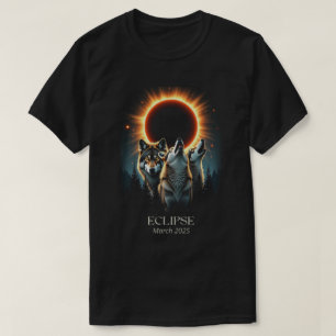 Three Wolves and Solar Eclipse, Forest Wolf Animal T-Shirt