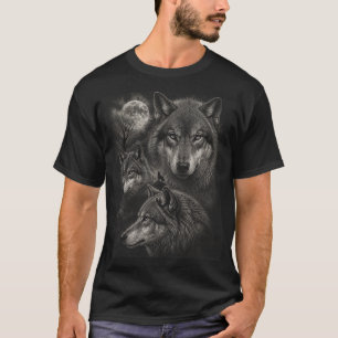 Three Wolves Full Moon Wild Nature Wolf Howling T-Shirt