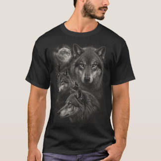 Three Wolves Full Moon | Wild Nature Wolf Howling T-Shirt