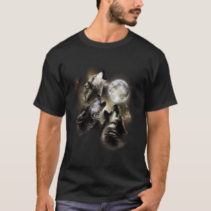 Three Wolves Howl At The Moon Wolf T-Shirt