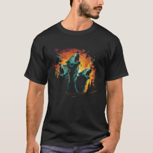 Three Wolves Howling at The Moon Cool Men s Wolf L T-Shirt