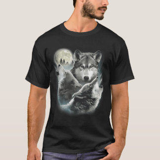 Three Wolves Howling At The Moon - Wolf T-Shirt