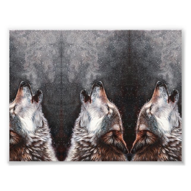 Three Wolves Howling Photo Print (Front)