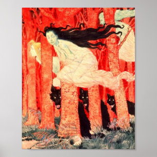 Three Women And Three Wolves Grasset Eugene Poster