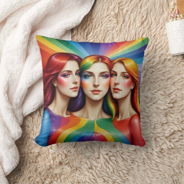 Three Women Celebrating Colourful Diversity Cushion (Blanket)